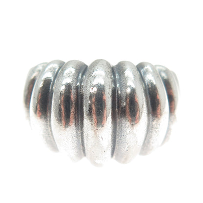 MONICA JAIN 925 Sterling Vintage Modernist Ribbed Dome Oxidized Ring Size 7.25