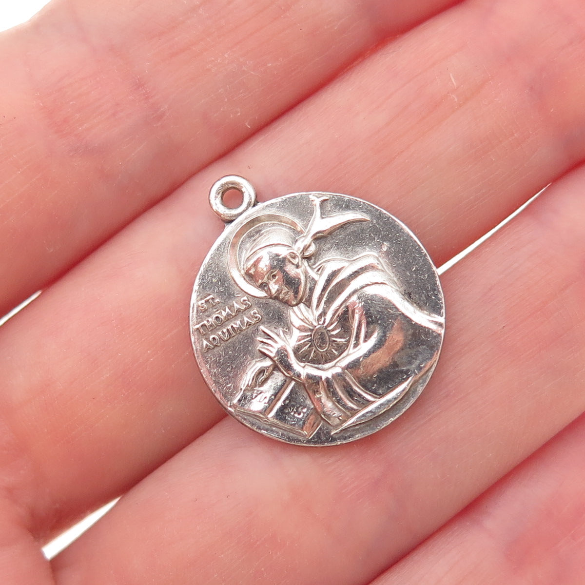Antaya 925 Sterling Silver Antique Art Deco St. Thomas Oxidized Charm Pendant