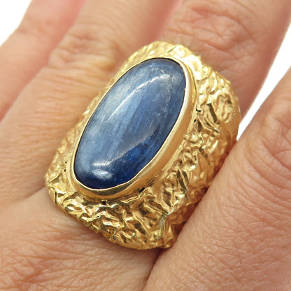 ADAMI & MARTUCCI 925 Sterling Gold Plated Vintage Kyanite Adjustable Ring Size 8