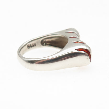 Ken Crafts 925 Sterling Silver Vintage Enamel Animal Pattern Ring Size 8