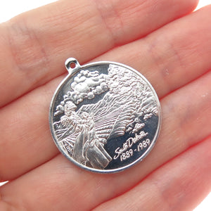 925 Sterling Silver Vintage South Dakota 1889-1989 40th State Charm Pendant