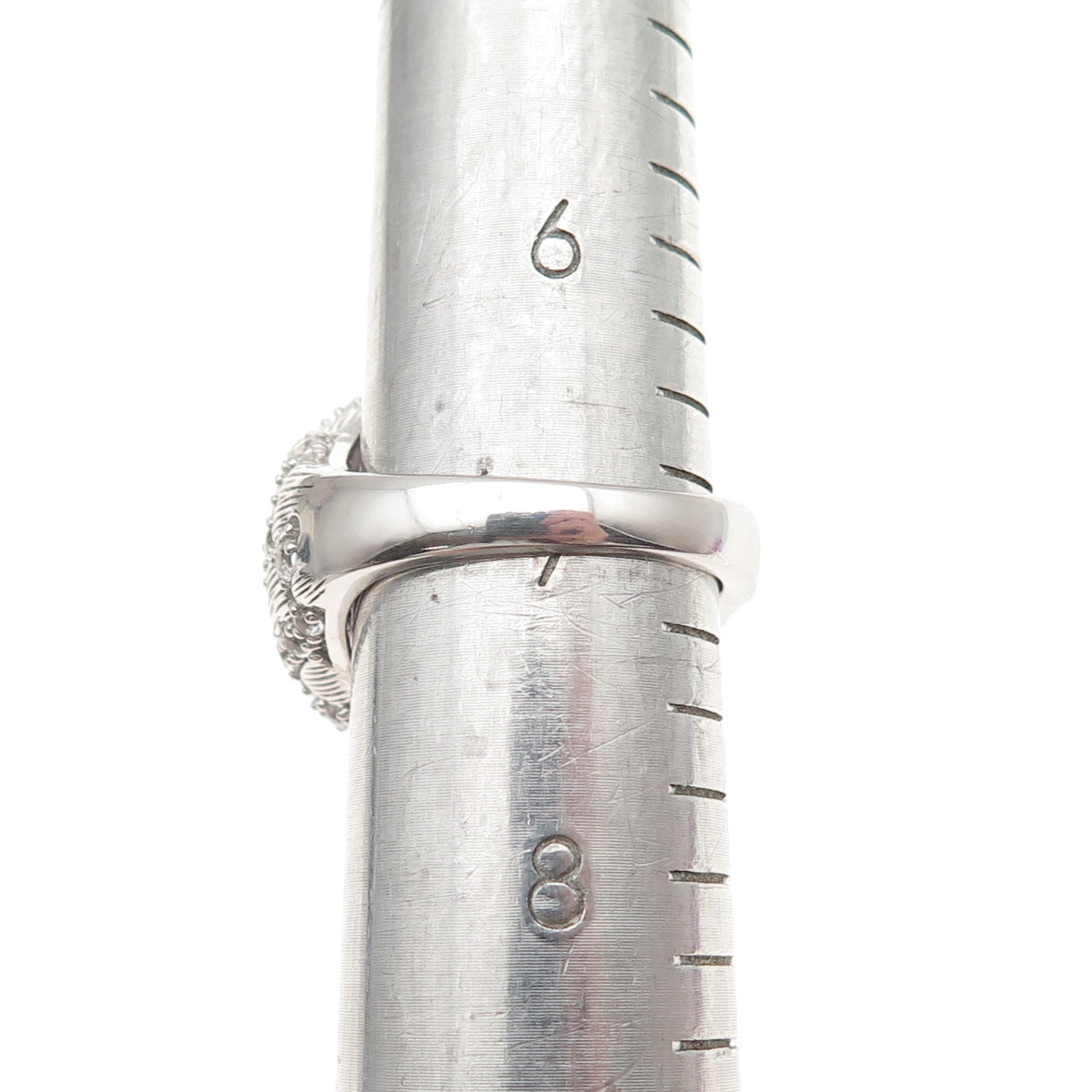 DSMK 925 Sterling Silver Real Amethyst & White Topaz Statement Ring Size 7