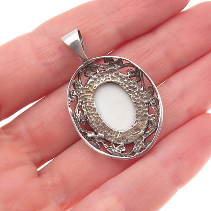 Jezlaine 925 Sterling Silver Vintage Lady Portrait Floral Charm Pendant