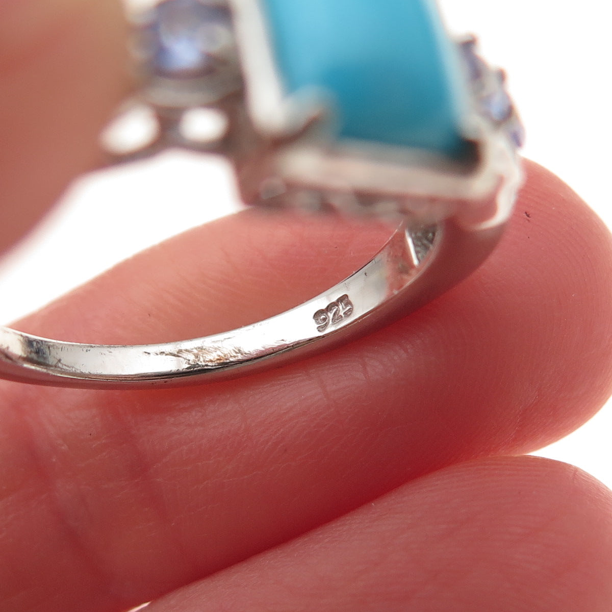 Chuck Clemency 925 Sterling Silver Real Turquoise & Tanzanite Ring Size 8