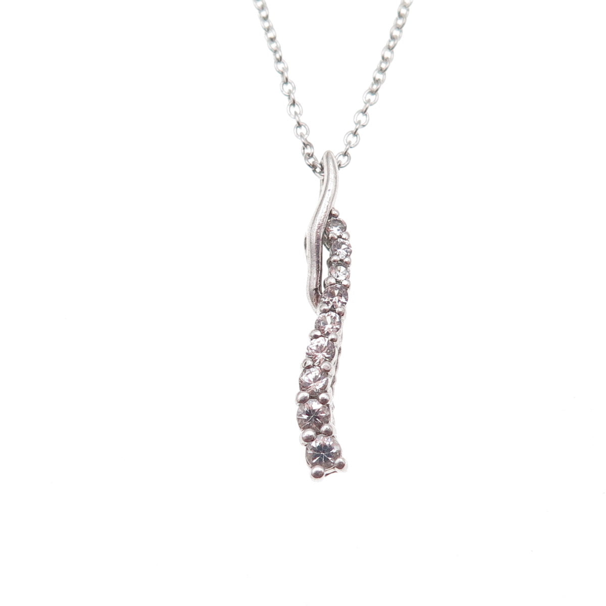 Alwand Vahan 925 Sterling Silver Real White Topaz Cable Chain Necklace 18"
