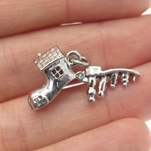 925 Sterling Silver Antique Art Deco "Old Woman in a Shoe" Movable Charm Pendant