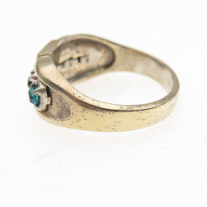 Vargas Sterling Silver Gold Plated Antique Art Deco Rhinestone Ring Size 8.25