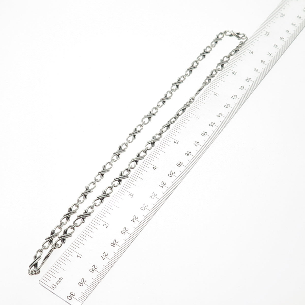 925 Sterling Silver Vintage Modernist Infinity Chain Necklace 20"