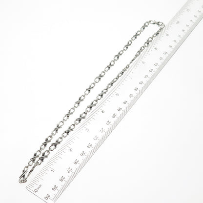 925 Sterling Silver Vintage Modernist Infinity Chain Necklace 20"