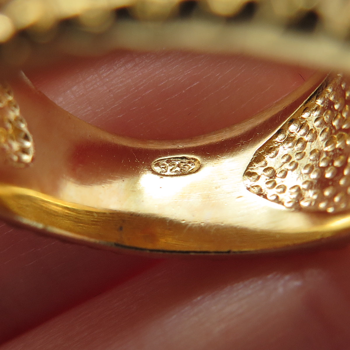 925 Sterling Silver Gold Plated Round-Cut Shaped C Z Fleur-de-Lis Ring Size 7.25