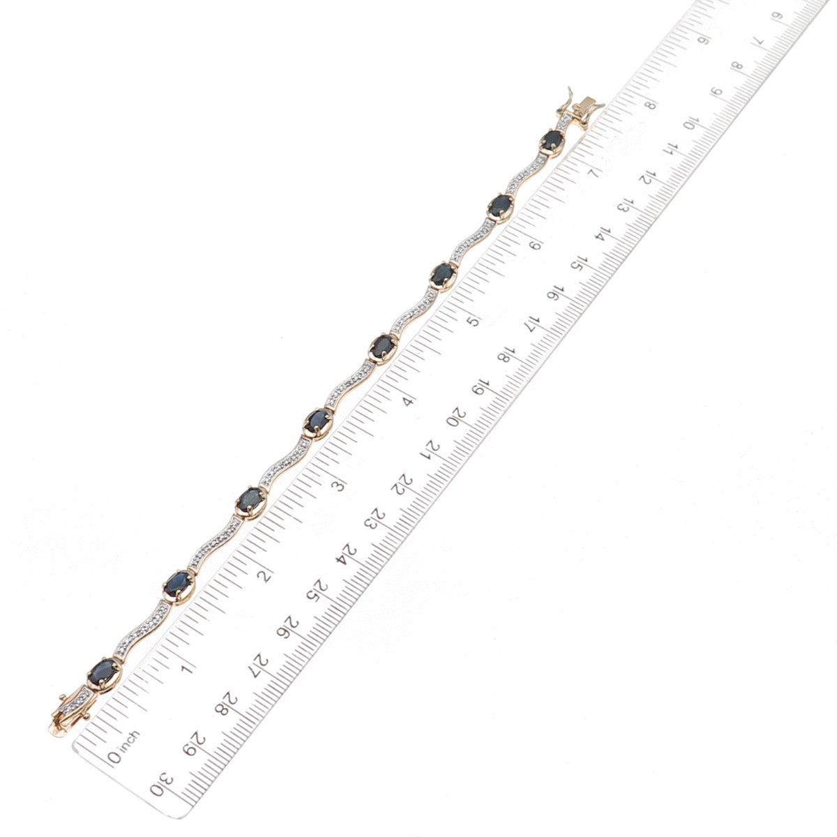 Ross Simons Sterling Silver Gold Plated Real Diamond & Sapphire Bracelet 7.25"