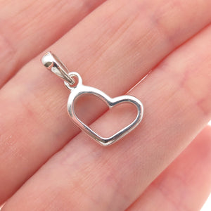 925 Sterling Silver Vintage Open Heart Mini Charm Pendant