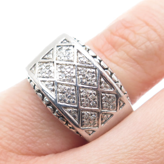 MICHAEL DAWKINS 925 Sterling Silver Real Round-Cut Diamond Ring Size 6.25