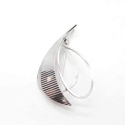 800 Silver Vintage K&L Modernist Leaf Pin Brooch