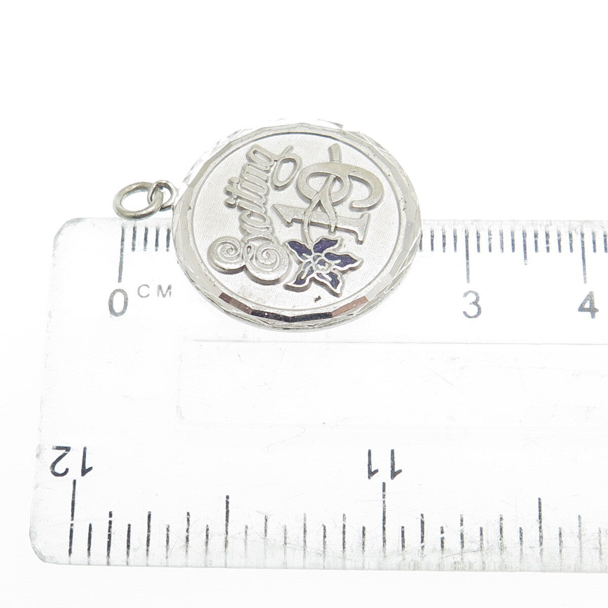 GRIFFITH & SONS CO. 925 Sterling Silver Vintage Enamel "Exciting 19" Pendant