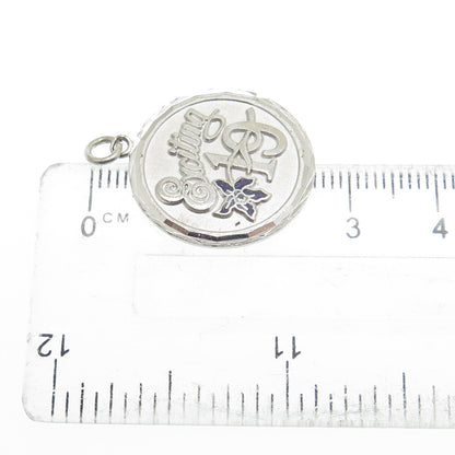 GRIFFITH & SONS CO. 925 Sterling Silver Vintage Enamel "Exciting 19" Pendant