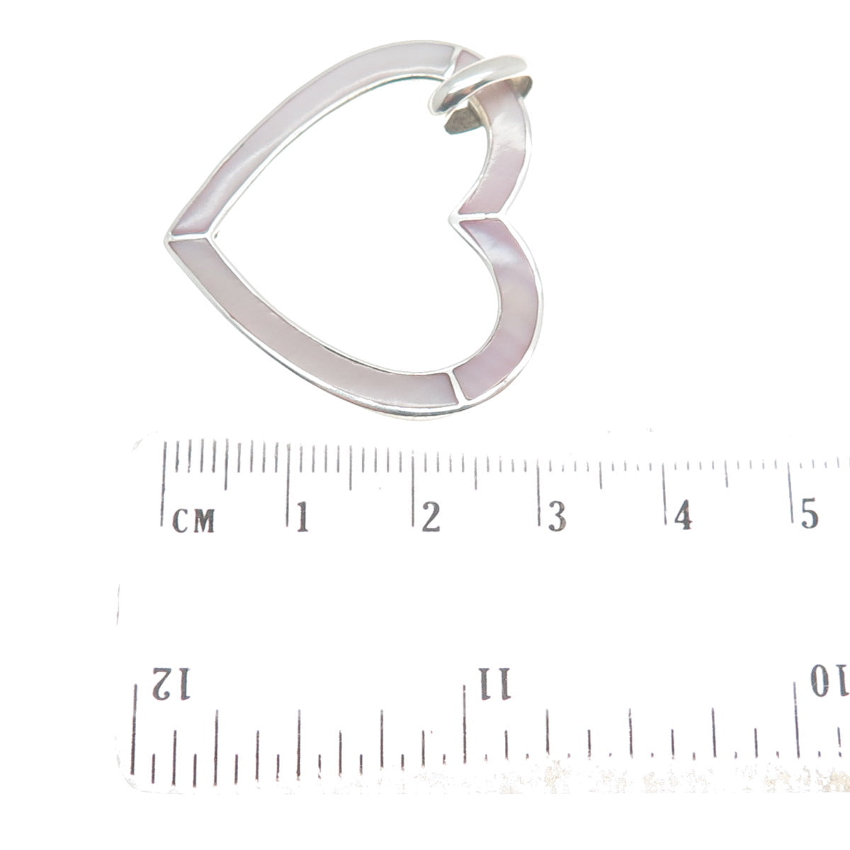 CFJ Collins Fine Jewelry 925 Sterling Silver Vintage Real MOP Heart Pendant