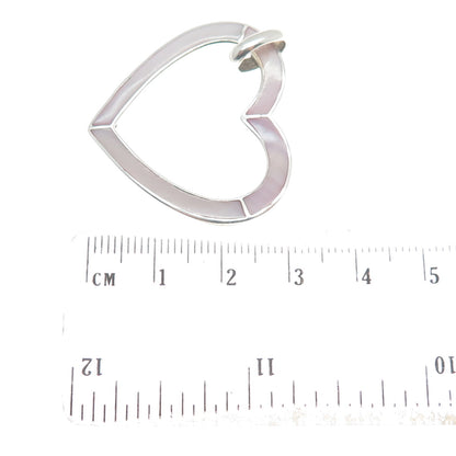 CFJ Collins Fine Jewelry 925 Sterling Silver Vintage Real MOP Heart Pendant
