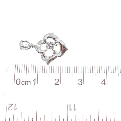 925 Sterling Silver Round-Cut C Z Flower Charm Pendant