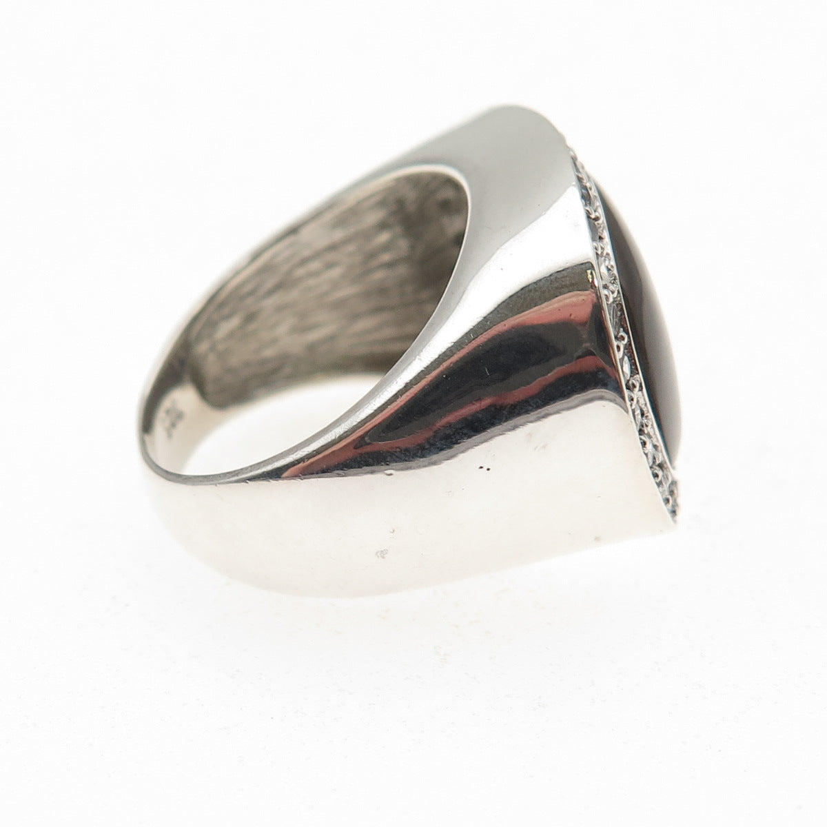 925 Sterling Silver Real Abalone Shell & C Z Ring Size 7.25