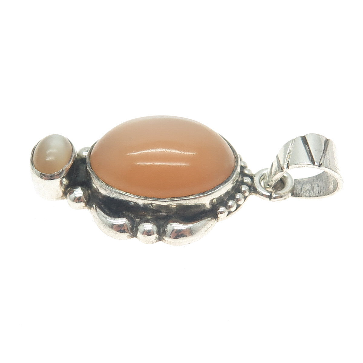 925 Sterling Silver Vintage Real Mother-of-Pearl Modernist Pendant