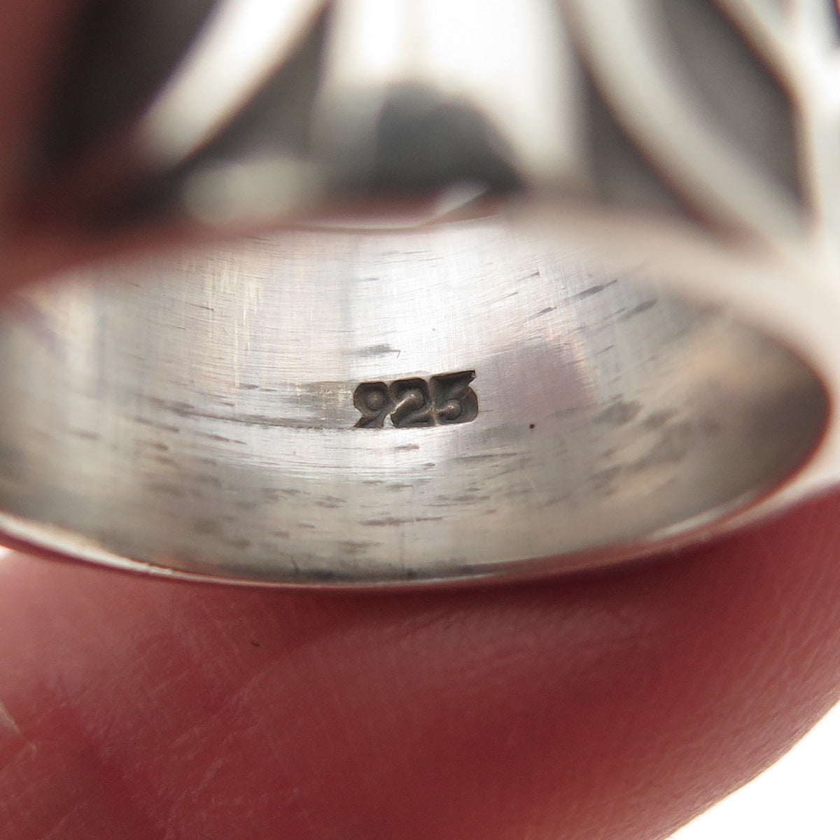 925 Sterling Silver Vintage Peace Symbol Oxidized Band Ring Size 6