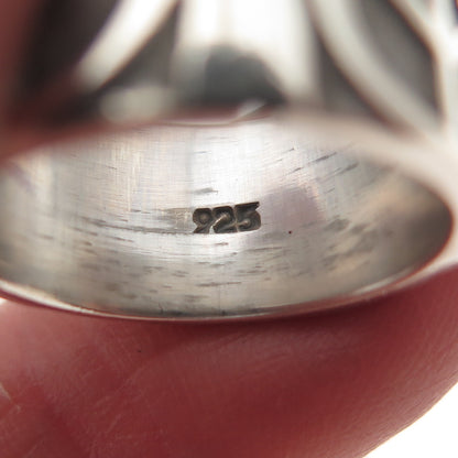 925 Sterling Silver Vintage Peace Symbol Oxidized Band Ring Size 6