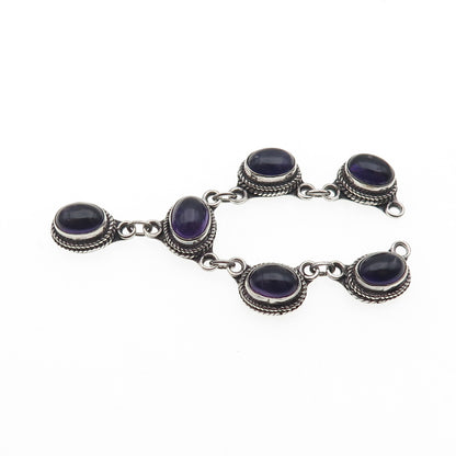 925 Sterling Silver Vintage Real Cabochon Amethyst Centerpiece Necklace Part