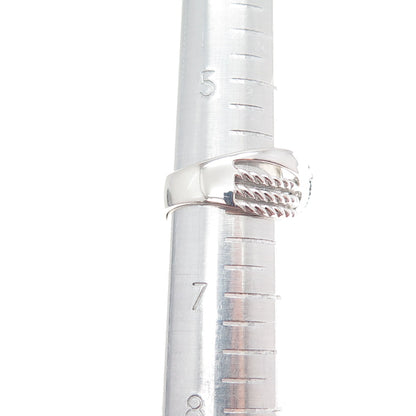 925 Sterling Silver Real Round-Cut Black Diamond Crisscross Ring Size 6.25