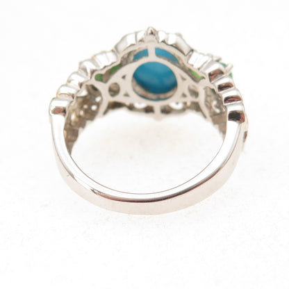 Chuck Clemency 925 Sterling Silver 2-Tone Real Turquoise & Opal Ring Size 8.25