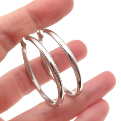 925 Sterling Silver Tube Hoop Earrings