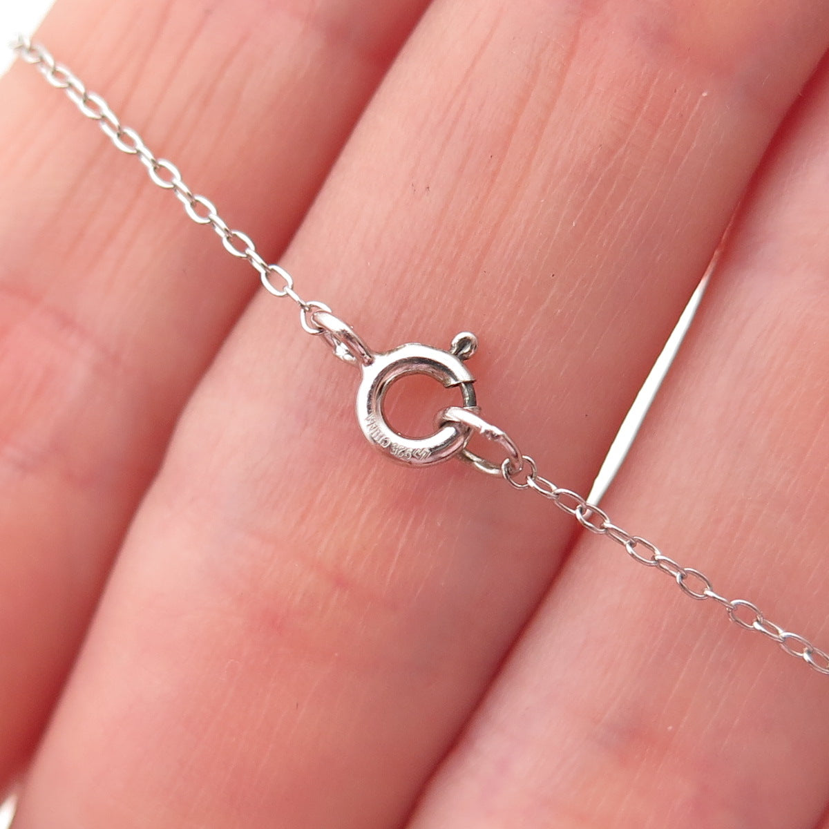925 Sterling Silver Real Round-Cut Blue Diamond Cable Chain Necklace 18-20"