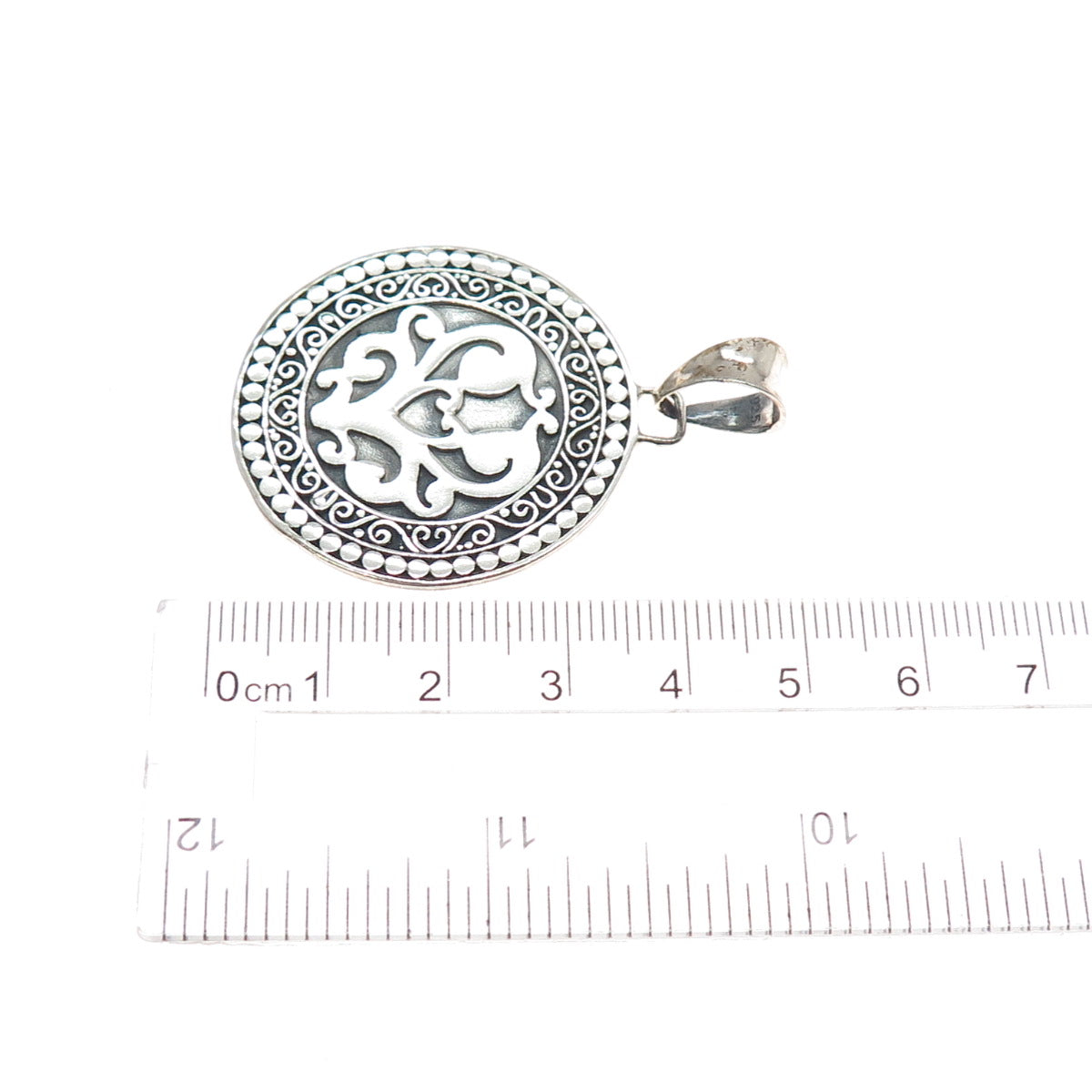 925 Sterling Silver Vintage Floral Dotted Charm Pendant
