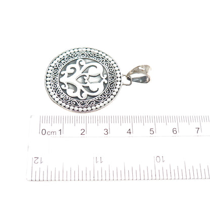 925 Sterling Silver Vintage Floral Dotted Charm Pendant