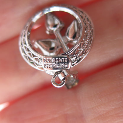 SORRENTO Sterling Silver Antique Art Deco Rhinestone Floral Mini Charm Pendant