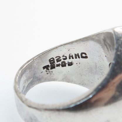 925 Sterling Silver Vintage Mexico Round-Cut C Z Modernist Heart Ring Size 6.5