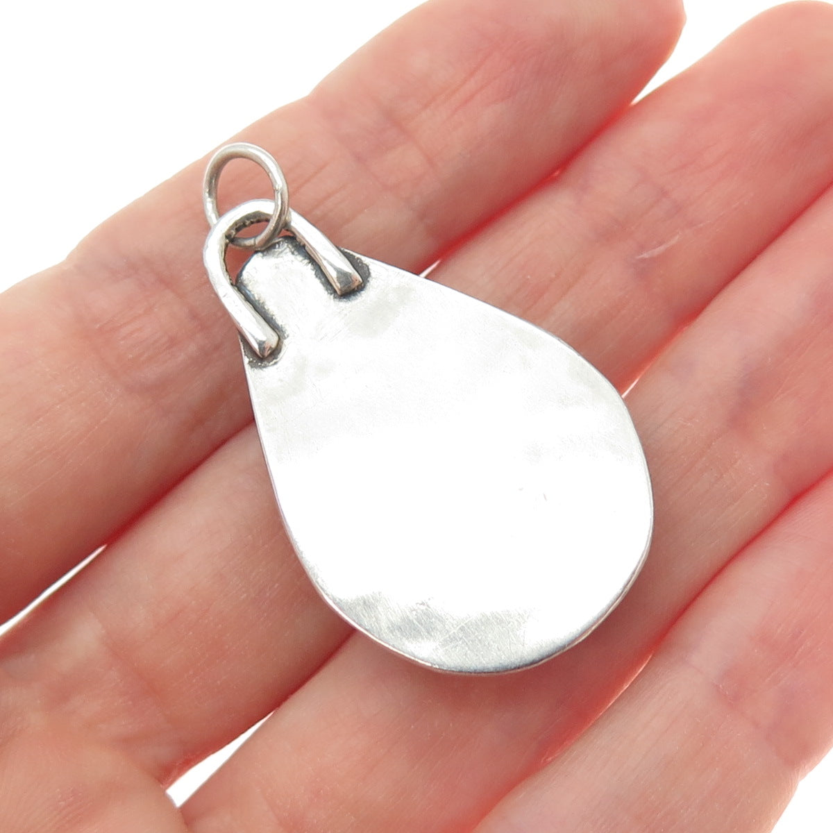 925 Sterling Silver Vintage Real Labradorite Modernist Beaded Oxidized Pendant
