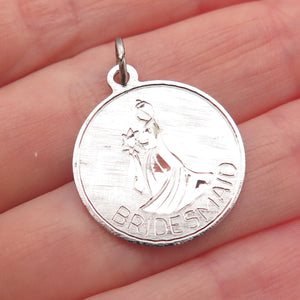 Griffith & Sons 925 Sterling Silver Vintage Bridesmaid Round Tag Charm Pendant