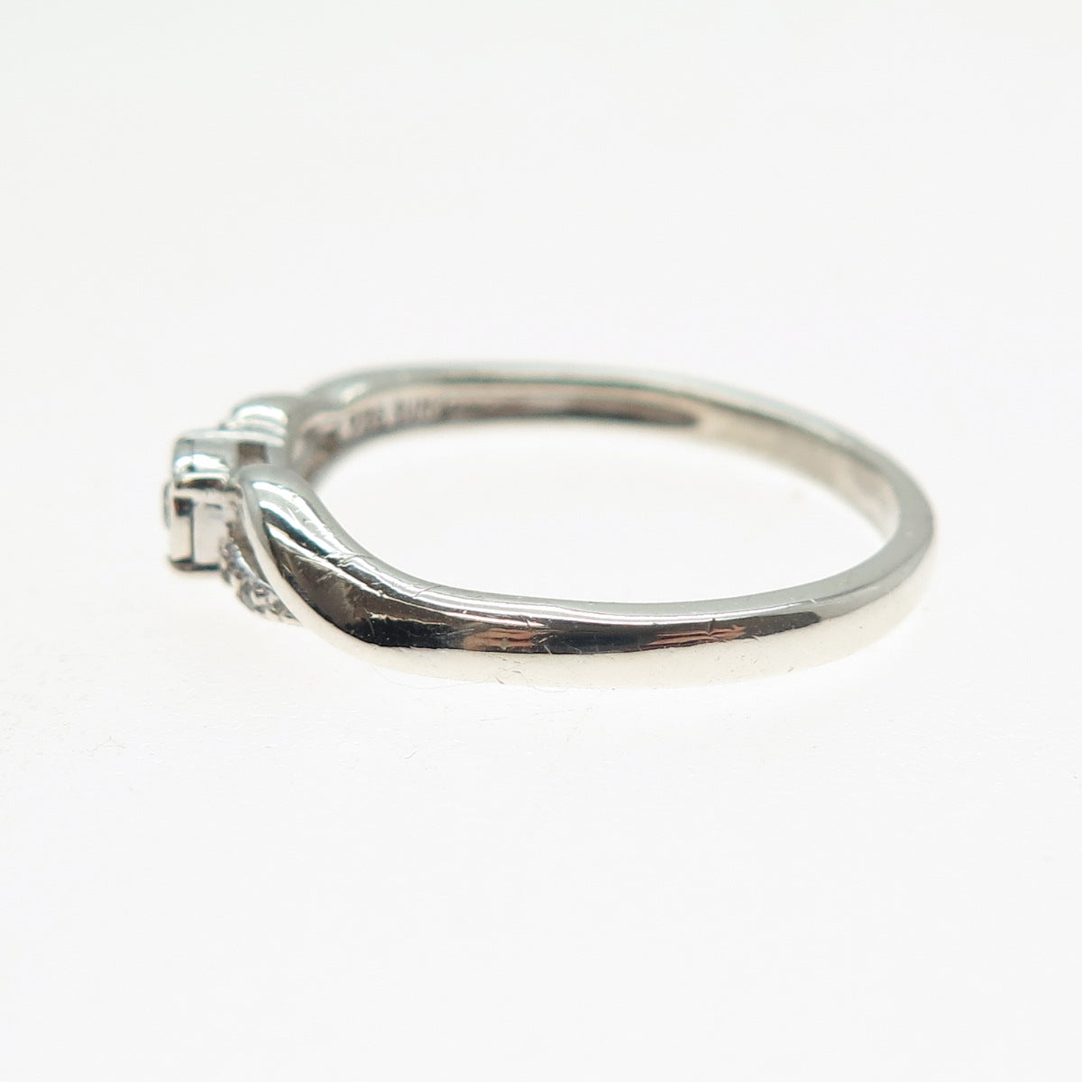 SUN 925 Sterling Silver Real Round-Cut Diamond Promise Ring Size 9.5