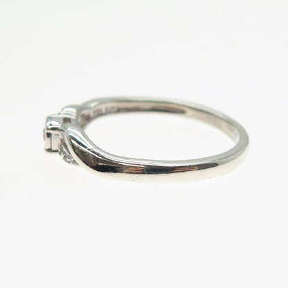 SUN 925 Sterling Silver Real Round-Cut Diamond Promise Ring Size 9.5