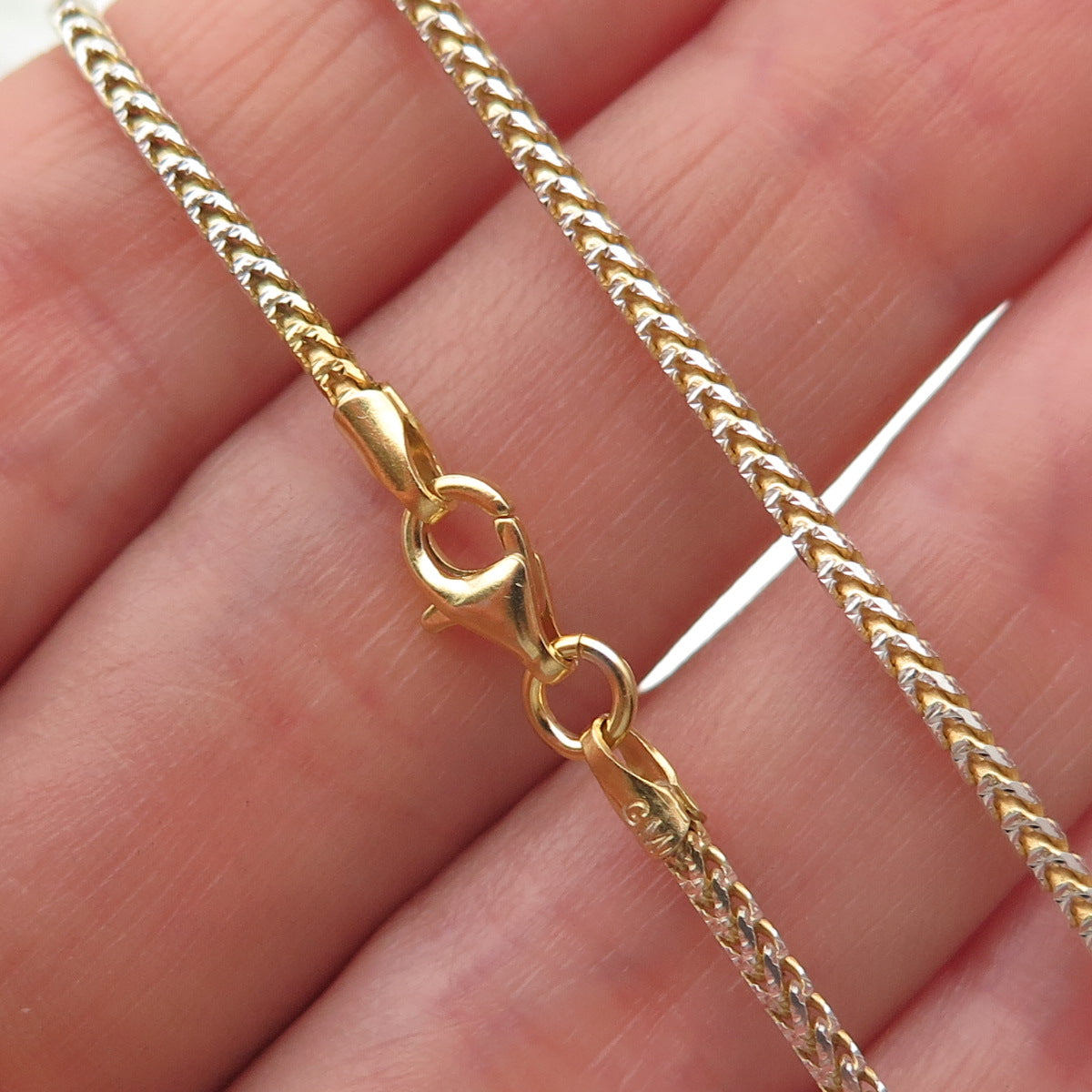P. Lux 925 Sterling Silver Gold Plated Italy Franco Chain Necklace 18"
