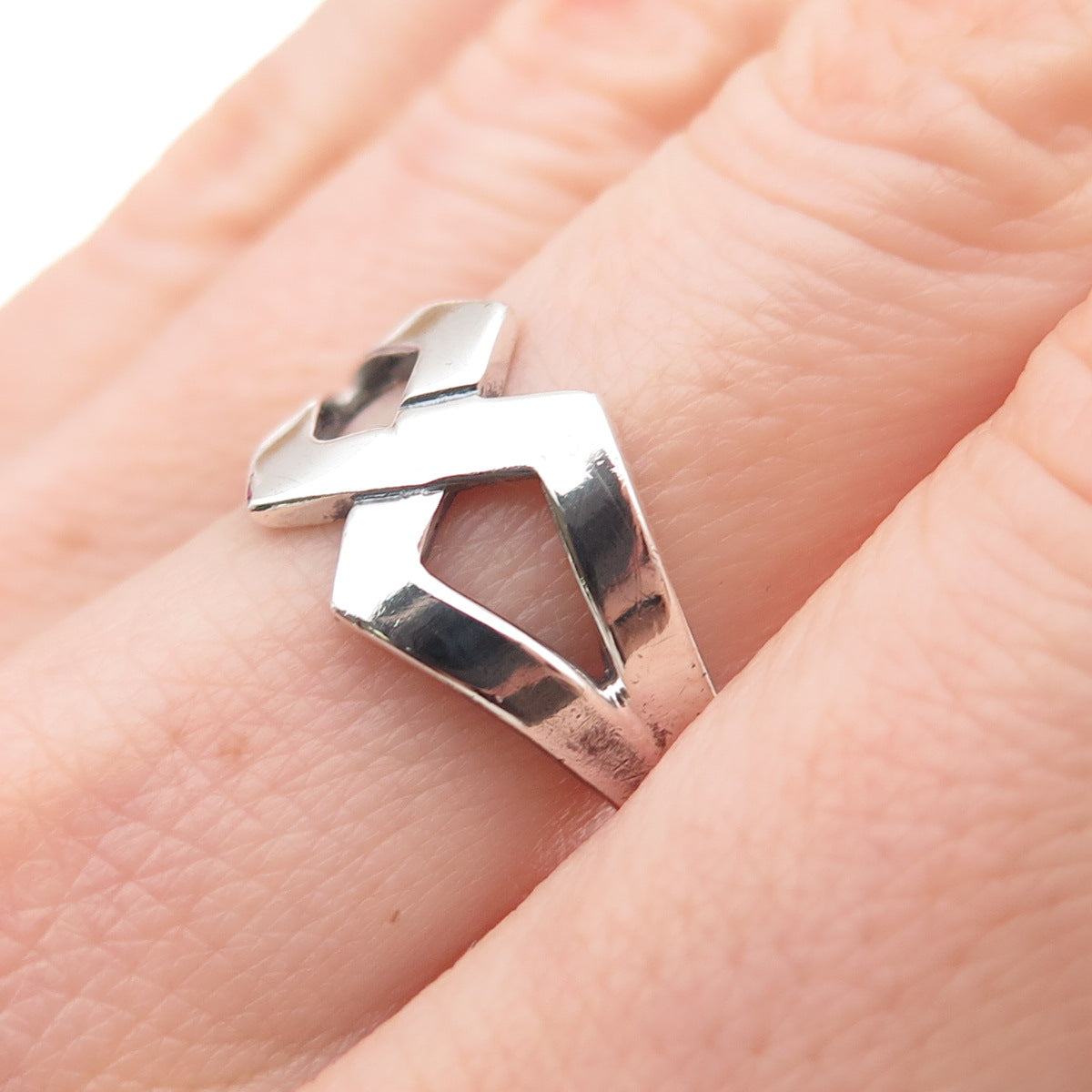 Cellini 925 Sterling Silver Vintage Modernist Infinity Oxidized Ring Size 7.5