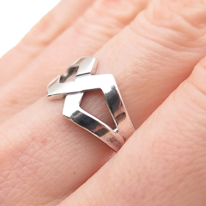 Cellini 925 Sterling Silver Vintage Modernist Infinity Oxidized Ring Size 7.5