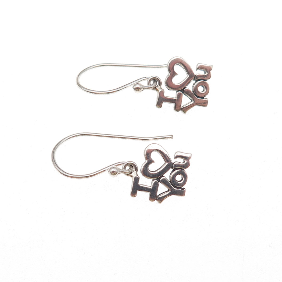 925 Sterling Silver Vintage I Love You Dangle Earrings