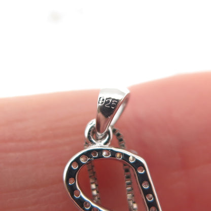 925 Sterling Silver Round-Cut C Z Letter B Initial Box Chain Necklace 18"