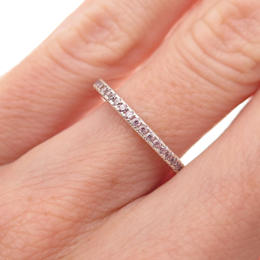 Silvio Hidalgo 925 Sterling Silver Round-Cut Pink C Z Eternity Band Ring Size 5
