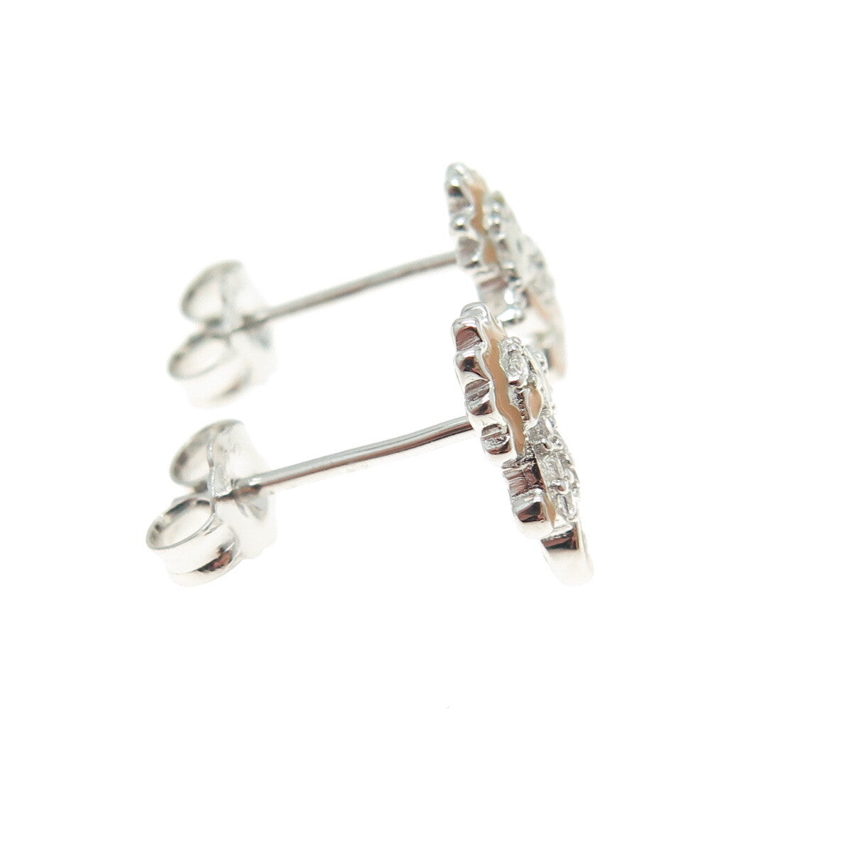 925 Sterling Silver Enamel Round-Cut C Z Seahorse Stud Earrings