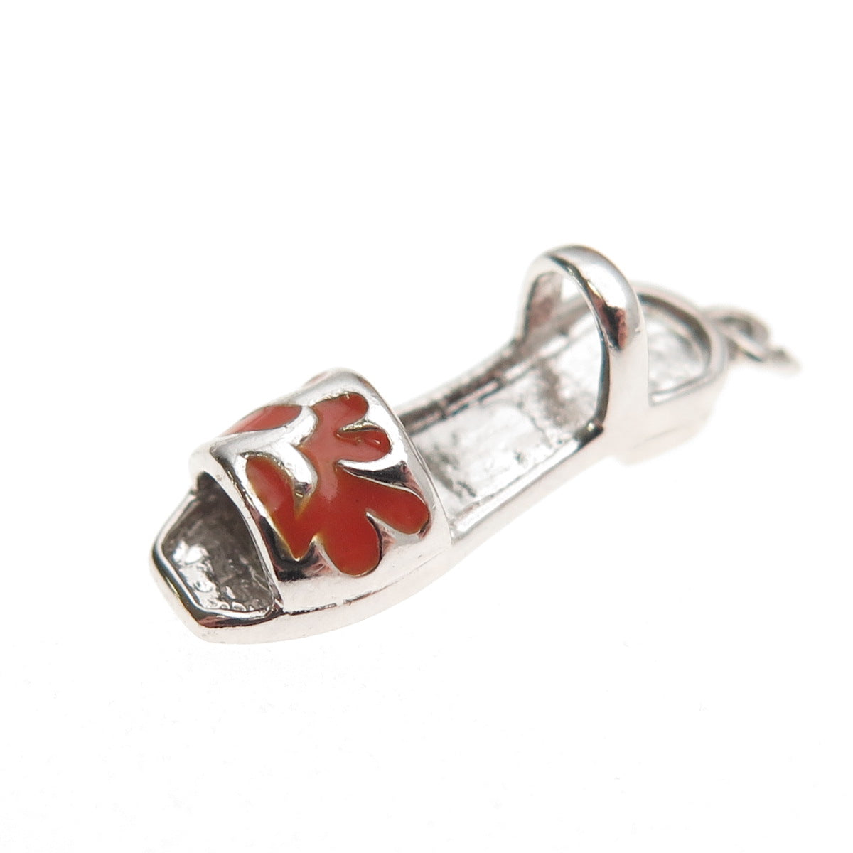 925 Sterling Silver Vintage Enamel Sandal Shoe 3D Mini Charm Pendant