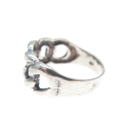 925 Sterling Silver Vintage Curb Link Oxidized Ring Size 6.25