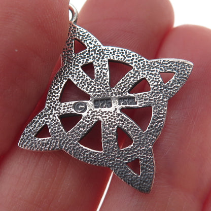 Peter Stone 925 Sterling Silver Vintage Celtic Knot Cross Oxidized Charm Pendant